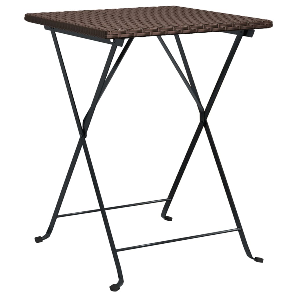 vidaXL 3 Piece Folding Bistro Set Brown Poly Rattan 5