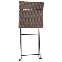 vidaXL 3 Piece Folding Bistro Set Brown Poly Rattan 6