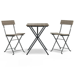 vidaXL 3 Piece Folding Bistro Set Grey Poly Rattan 2
