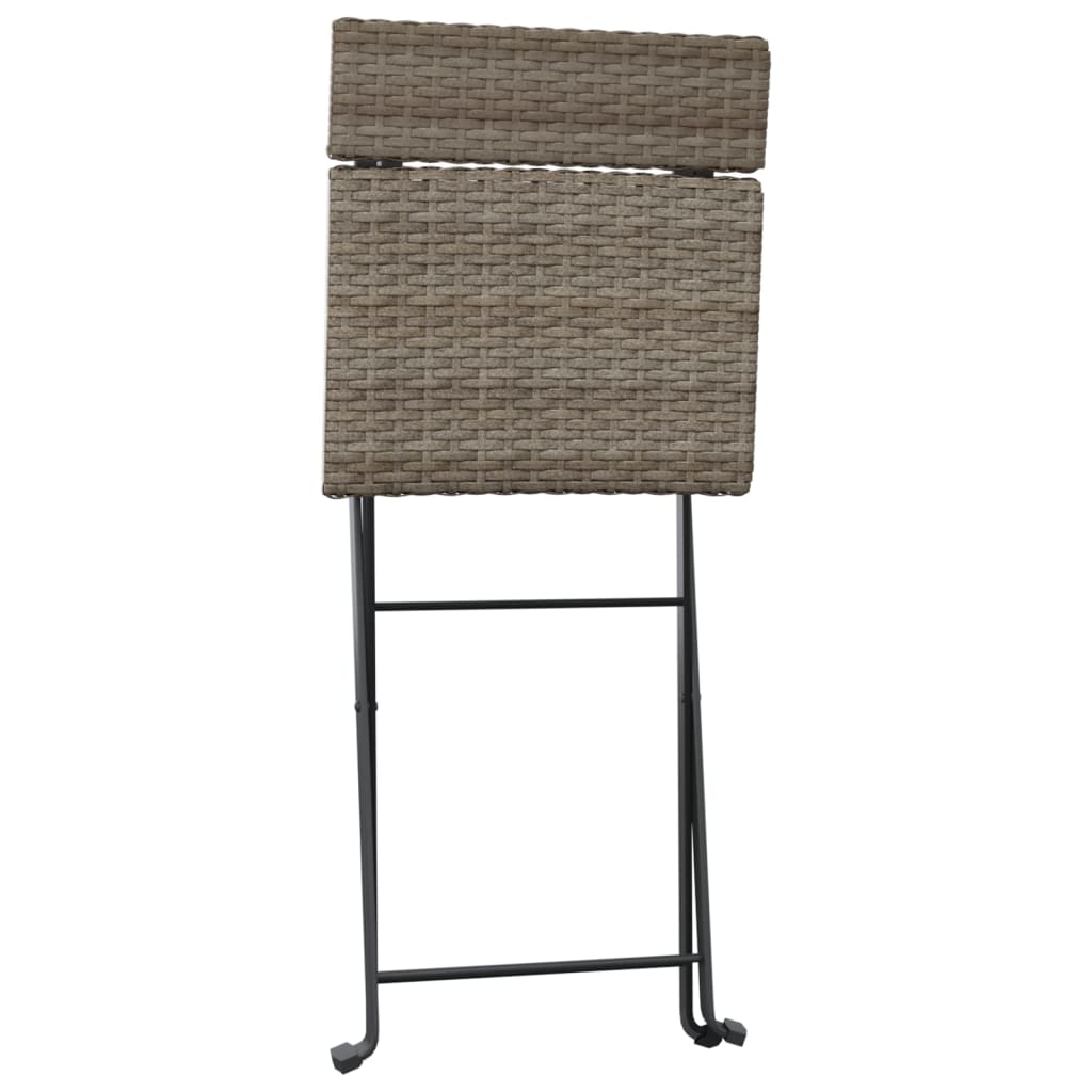 vidaXL 3 Piece Folding Bistro Set Grey Poly Rattan 6