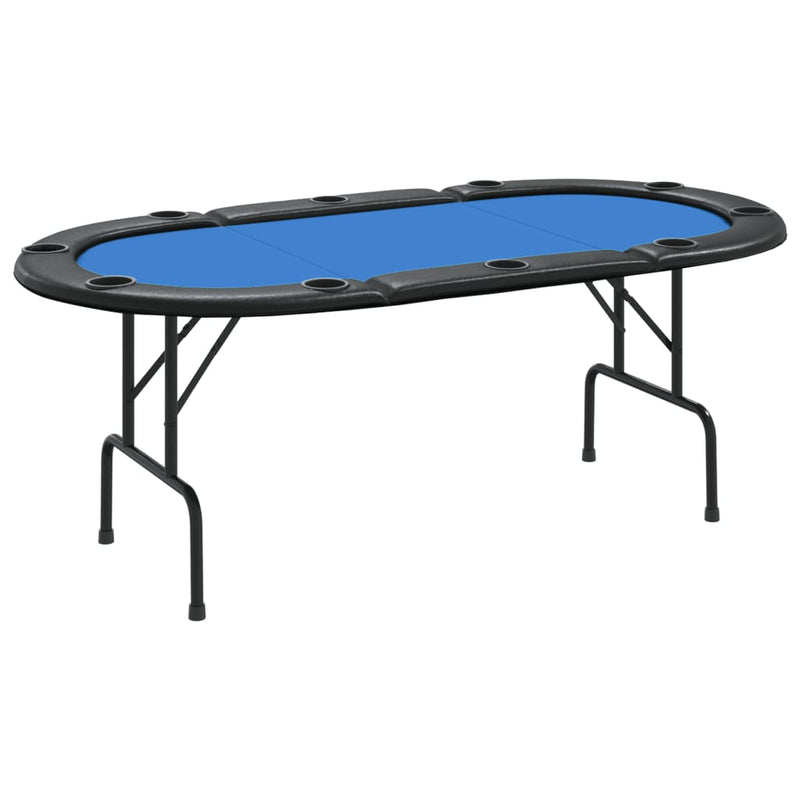 Mesa de póker plegable para 10 jugadores azul 206x106x75 cm