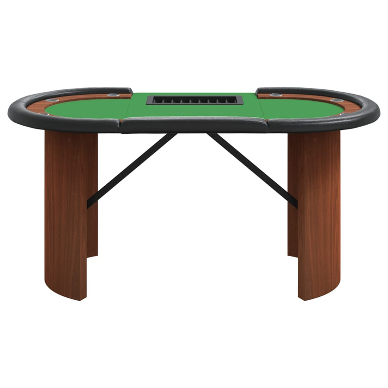 Mesa de póquer para 10 jugadores con bandeja para fichas verde 160x80x75 cm