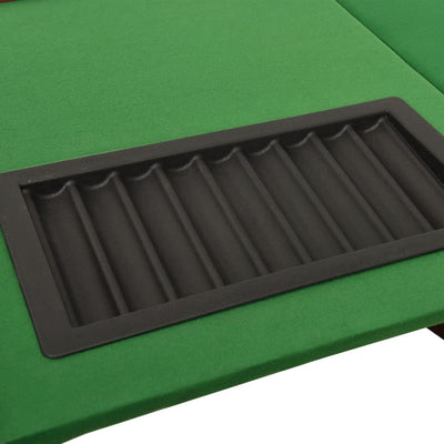 Mesa de póquer para 10 jugadores con bandeja para fichas verde 160x80x75 cm