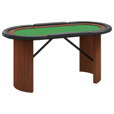 Mesa de póquer para 10 jugadores verde 160x80x75 cm