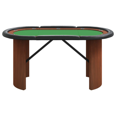 Mesa de póquer para 10 jugadores verde 160x80x75 cm