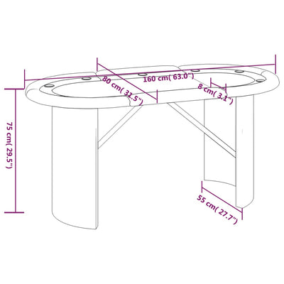 Mesa de póquer para 10 jugadores azul 160x80x75 cm