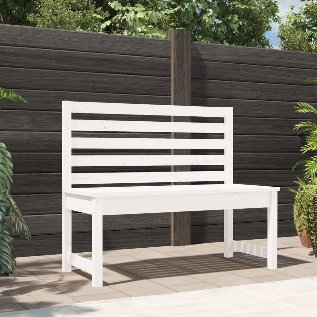 vidaXL Garden Bench White 109 cm Solid Wood Pine 1