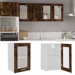 vidaXL Hanging Glass Cabinet Lyon Smoked Oak 40x31x60 cm Engineered Wood 1