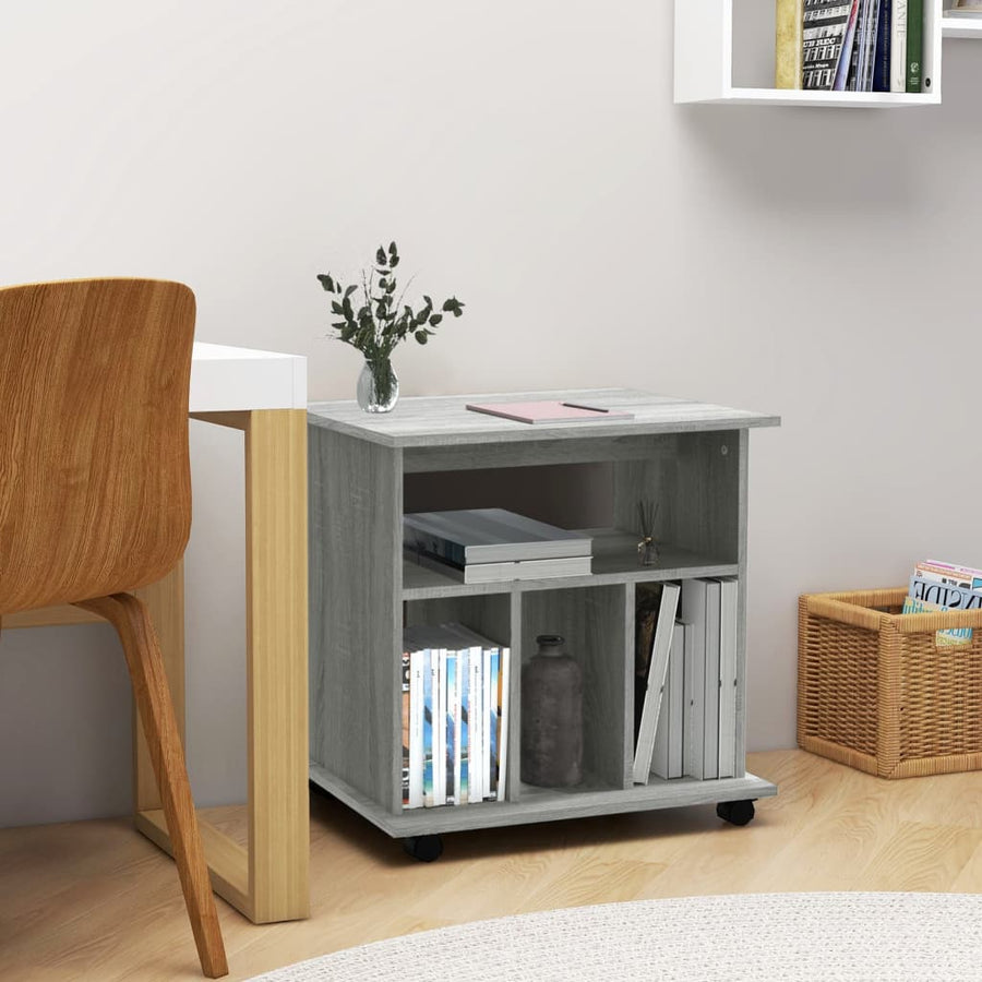 vidaXL Rolling Cabinet Grey Sonoma 60x45x60 cm Engineered Wood 1