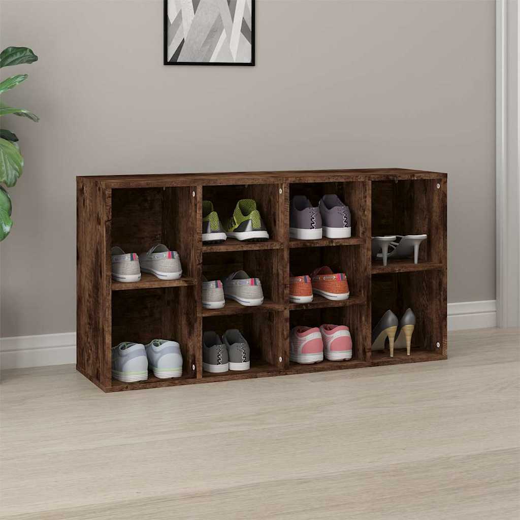 vidaXL Shoe Bench Smoked Oak 103x30x55 cm Engineered Wood 1
