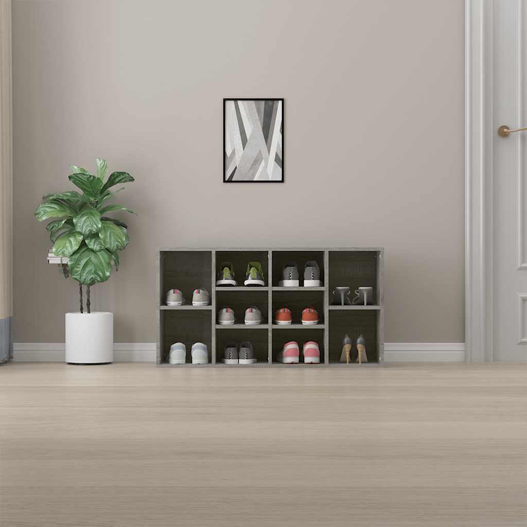 vidaXL Shoe Bench Grey Sonoma 103x30x55 cm Engineered Wood 3