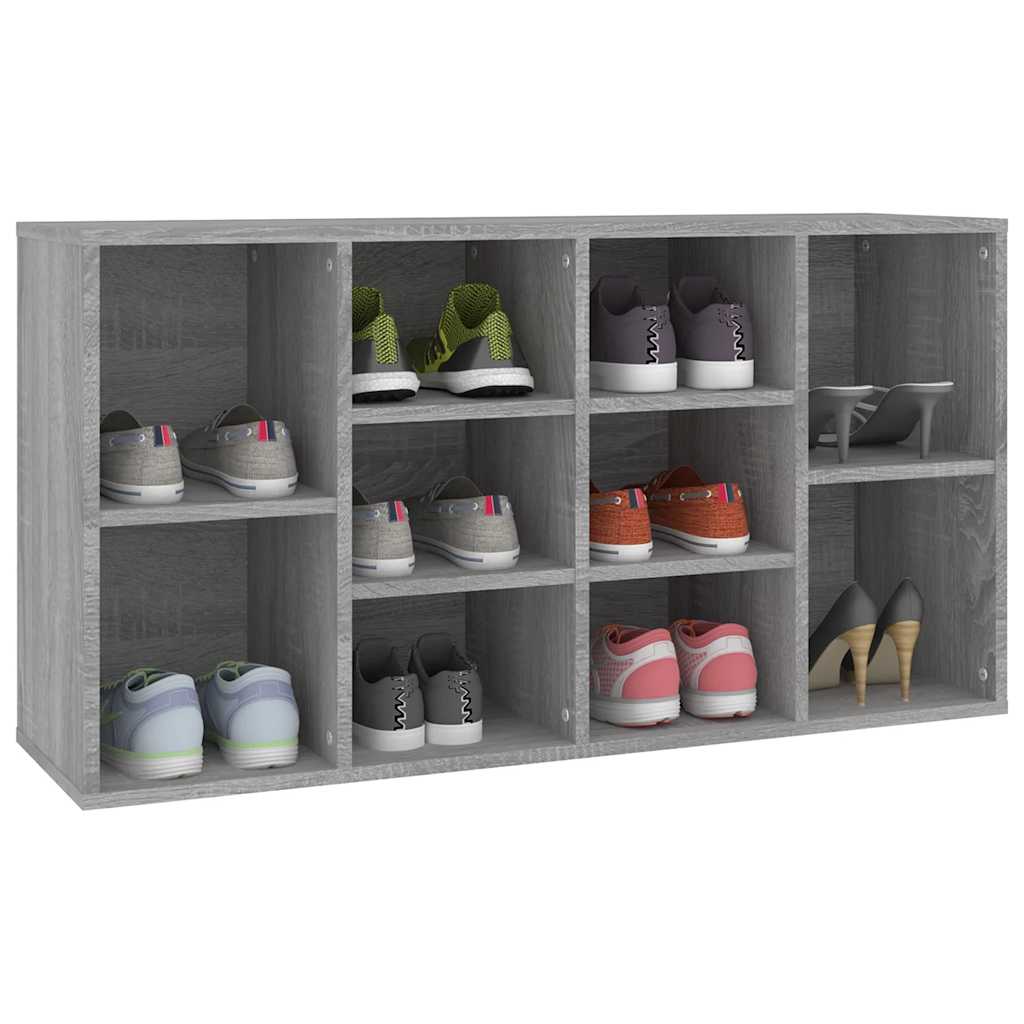 vidaXL Shoe Bench Grey Sonoma 103x30x55 cm Engineered Wood 4