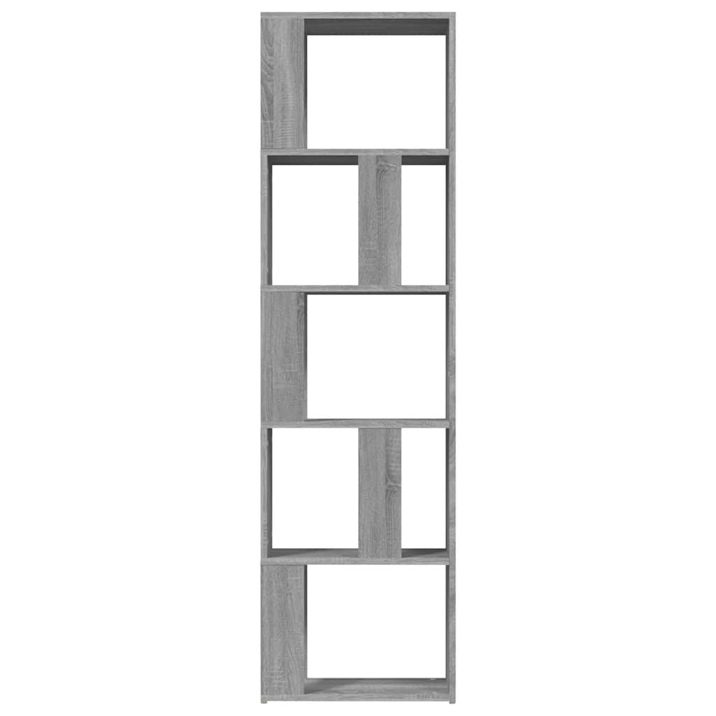 vidaXL Book Cabinet Grey Sonoma 45x24x160 cm Engineered Wood 5