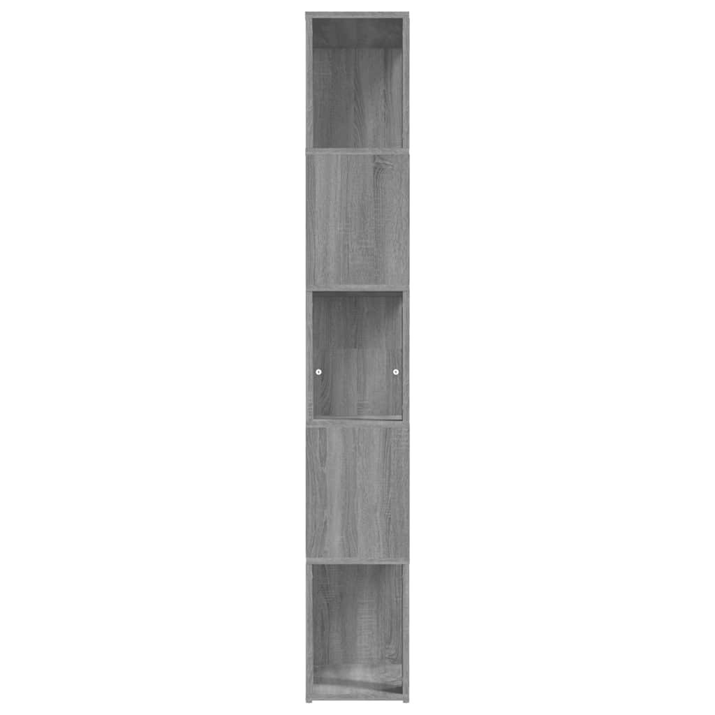 vidaXL Book Cabinet Grey Sonoma 45x24x160 cm Engineered Wood 6