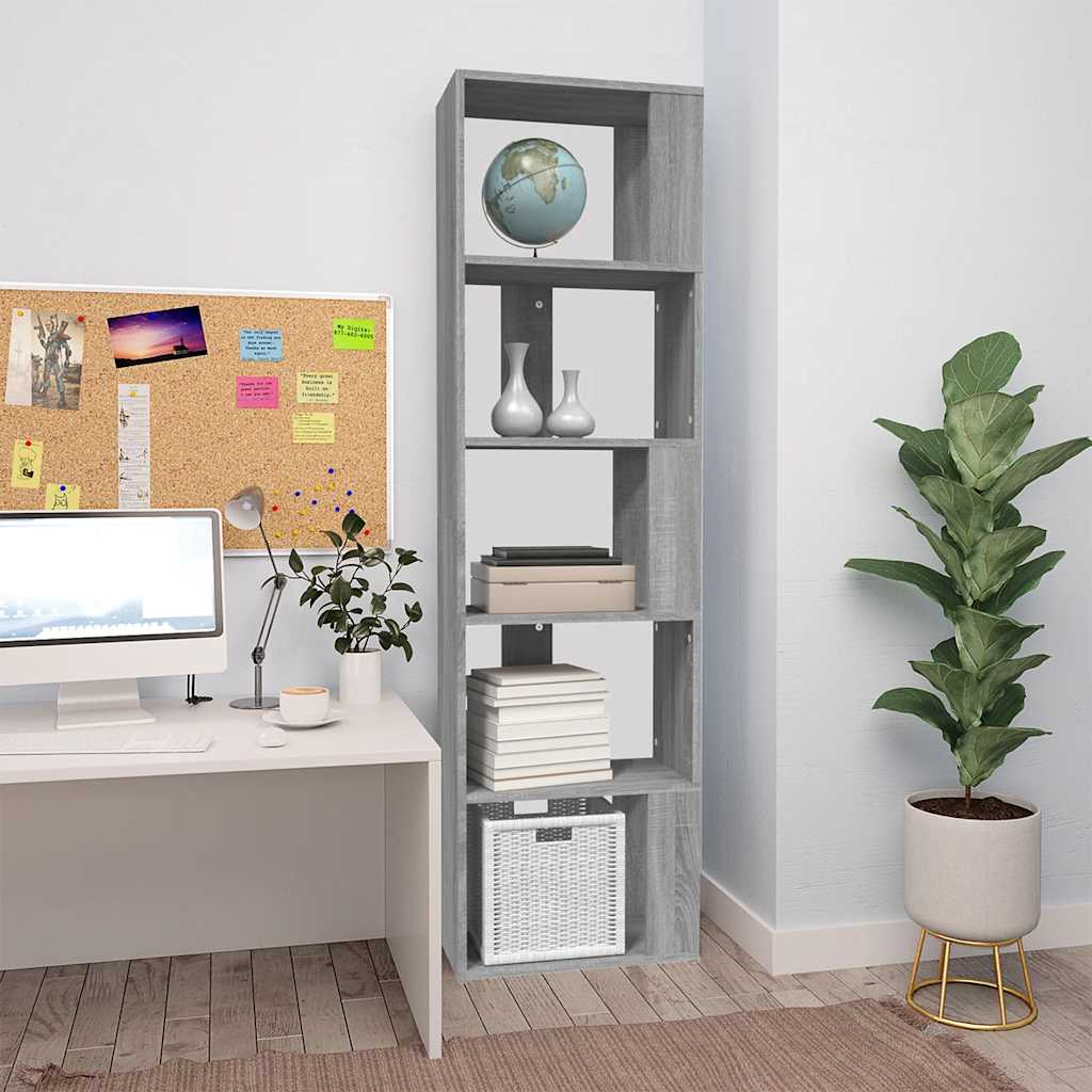 vidaXL Book Cabinet Grey Sonoma 45x24x160 cm Engineered Wood 1