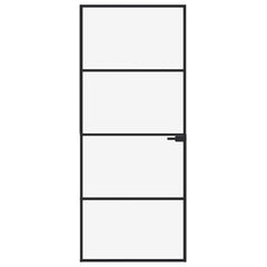 Interior Door Slim Black 83x201.5 cm Tempered Glass&Aluminium 3 Horizontal Bars Black and transparent