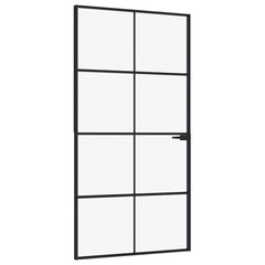 vidaXL Interior Door Black 102x201,5 cm Tempered Glass&Aluminium Slim 2