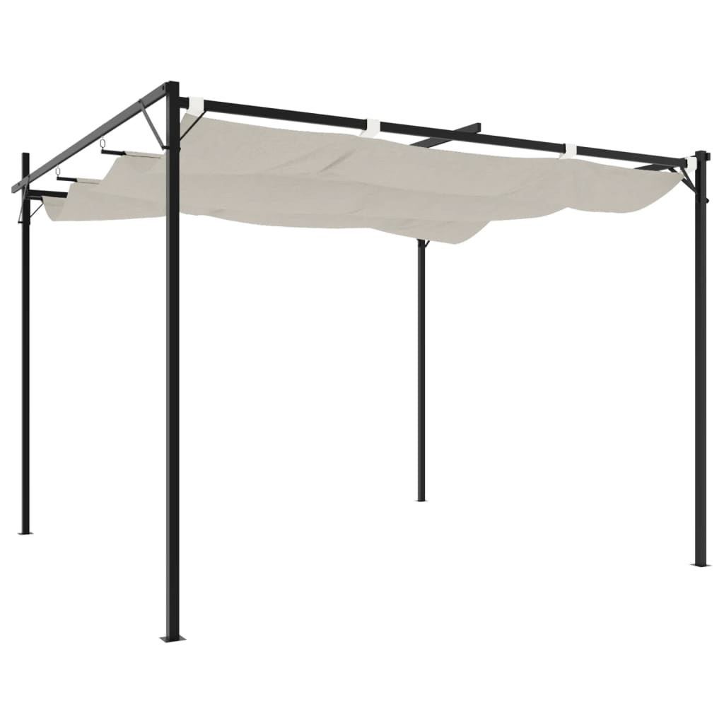 Pergola with Retractable Roof Cream 295 x 292 x 230 cm