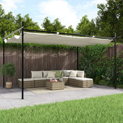 Pergola with Retractable Roof Cream 395 x 292 x 230 cm