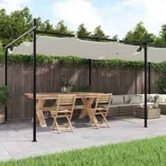 Pergola with Retractable Roof Cream 589 x 292 x 230 cm