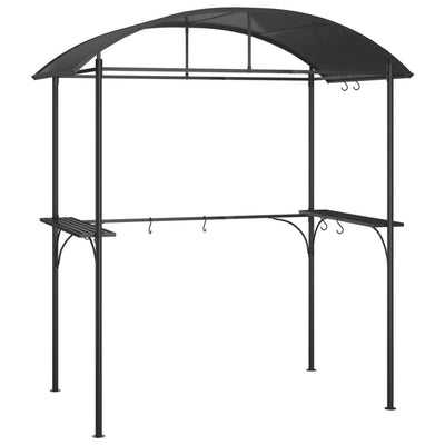 BBQ Gazebo with Side Shelves Anthracite 220x115x230 cm Steel