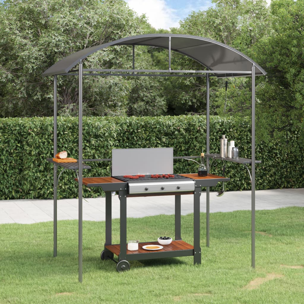 vidaXL BBQ Gazebo with Side Shelves Anthracite 220x115x230 cm Steel 1