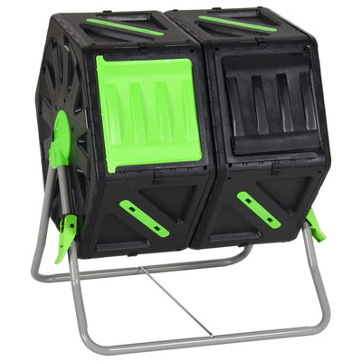 Tumbling Composter Dual Chamber 63x60x74 cm 140 L Polypropylene