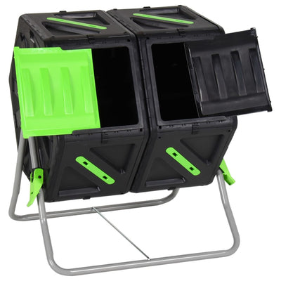 Tumbling Composter Dual Chamber 63x60x74 cm 140 L Polypropylene