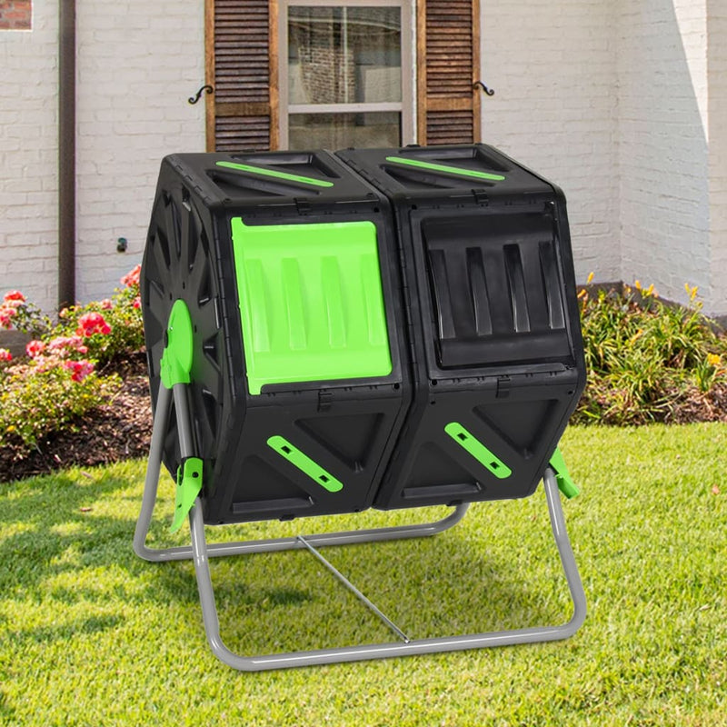 Tumbling Composter Dual Chamber 63x60x74 cm 140 L Polypropylene