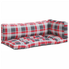 vidaXL Pallet Cushions 3 pcs Red Check Fabric 2