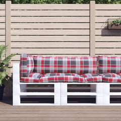 vidaXL Pallet Cushions 3 pcs Red Check Fabric 1