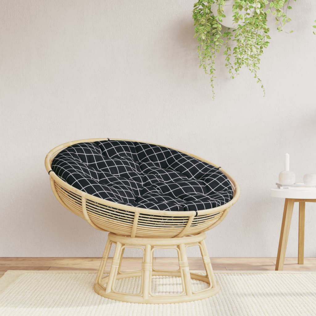 vidaXL Round Cushion Black Check Pattern Ø 100 x11 cm Oxford Fabric 1