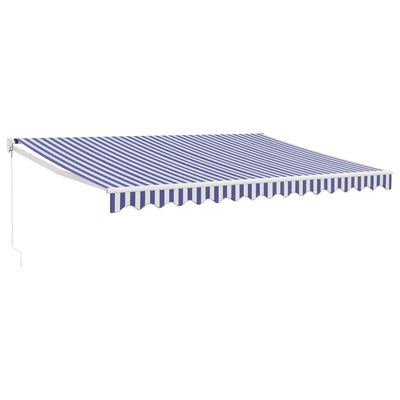 Retractable Awning Blue and White 4x3 m Fabric and Aluminium