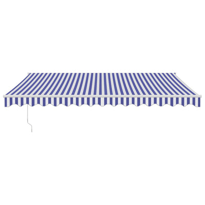 Retractable Awning Blue and White 4x3 m Fabric and Aluminium