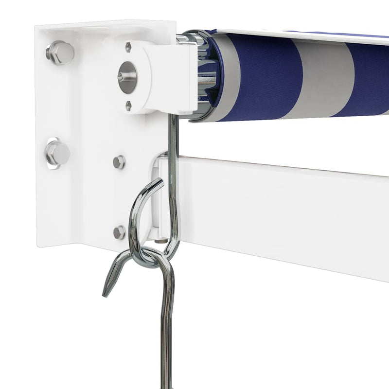 Retractable Awning Blue and White 4x3 m Fabric and Aluminium