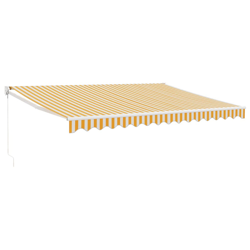 Retractable Awning Yellow and White 4x3 m Fabric and Aluminium