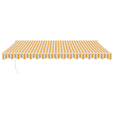 Retractable Awning Yellow and White 4x3 m Fabric and Aluminium