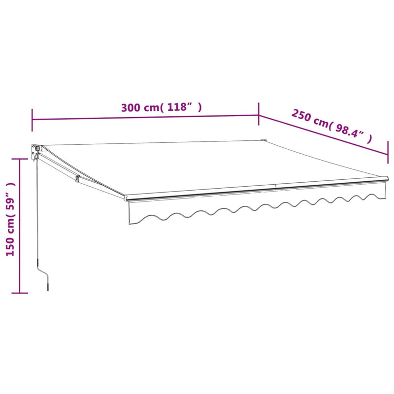 Retractable Awning Anthracite 3x2.5 m Fabric and Aluminium