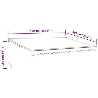 Retractable Awning Cream 4x3 m Fabric and Aluminium