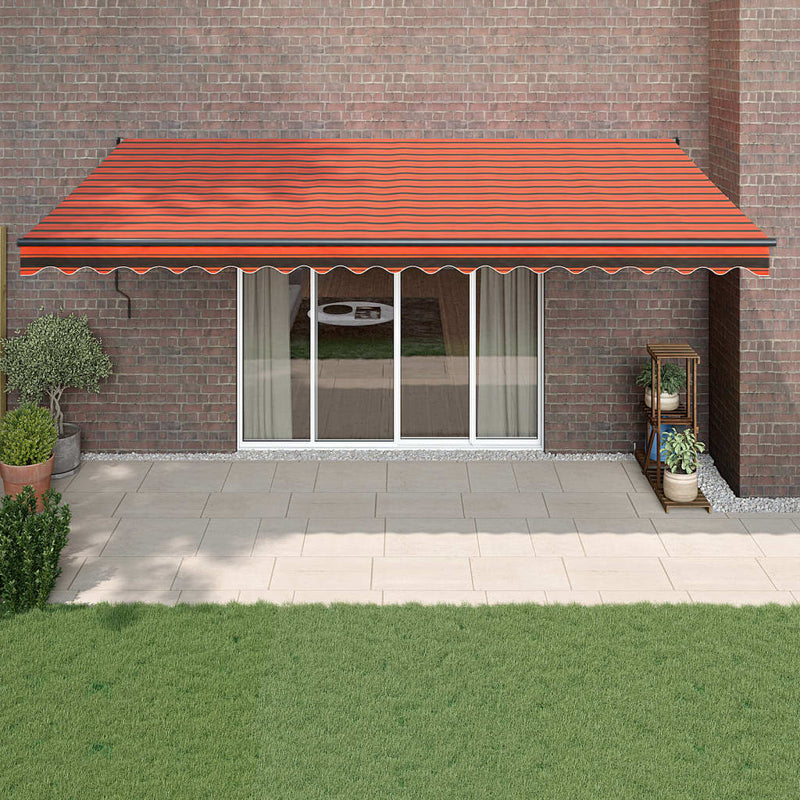 Retractable Awning Orange and Brown 5x3 m Fabric and Aluminium