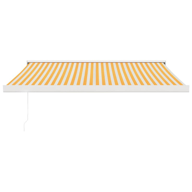 Retractable Awning Yellow and White 3x2.5 m Fabric and Aluminium