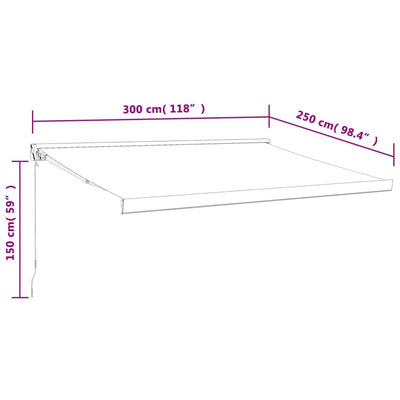 Retractable Awning Yellow and White 3x2.5 m Fabric and Aluminium