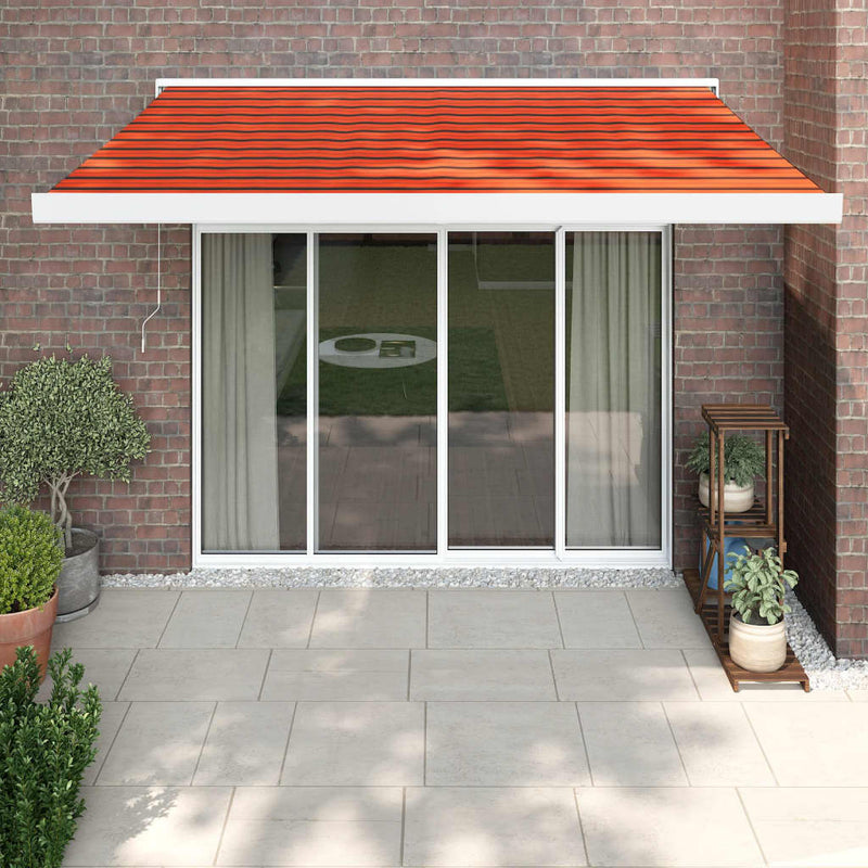 Retractable Awning Orange and Brown 3x2.5 m Fabric and Aluminium