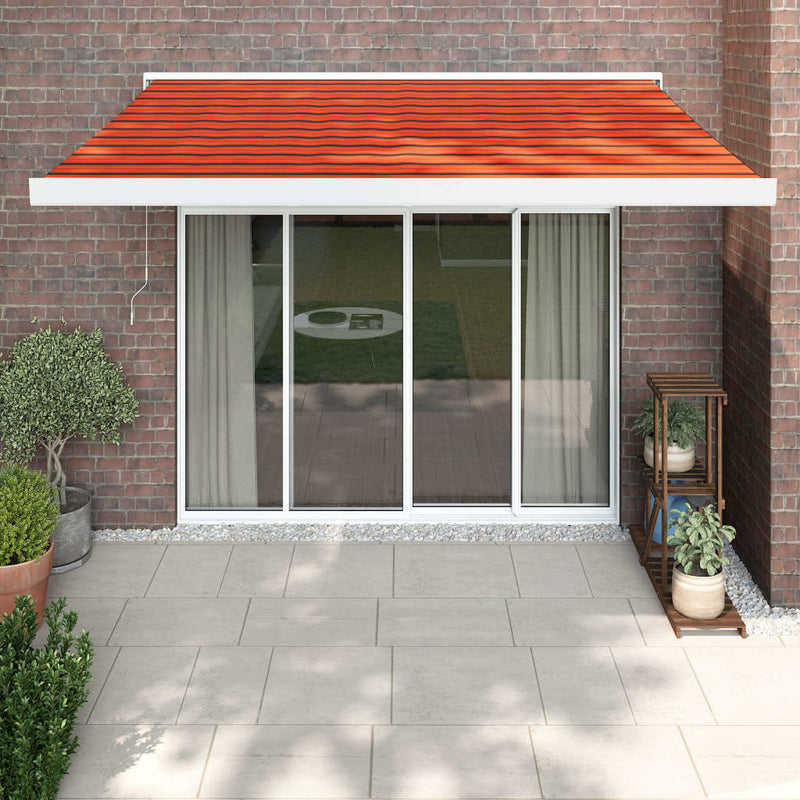 Retractable Awning Orange and Brown 3.5x2.5 m Fabric and Aluminium