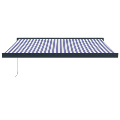 Retractable Awning Blue and White 3x2.5 m Fabric and Aluminium