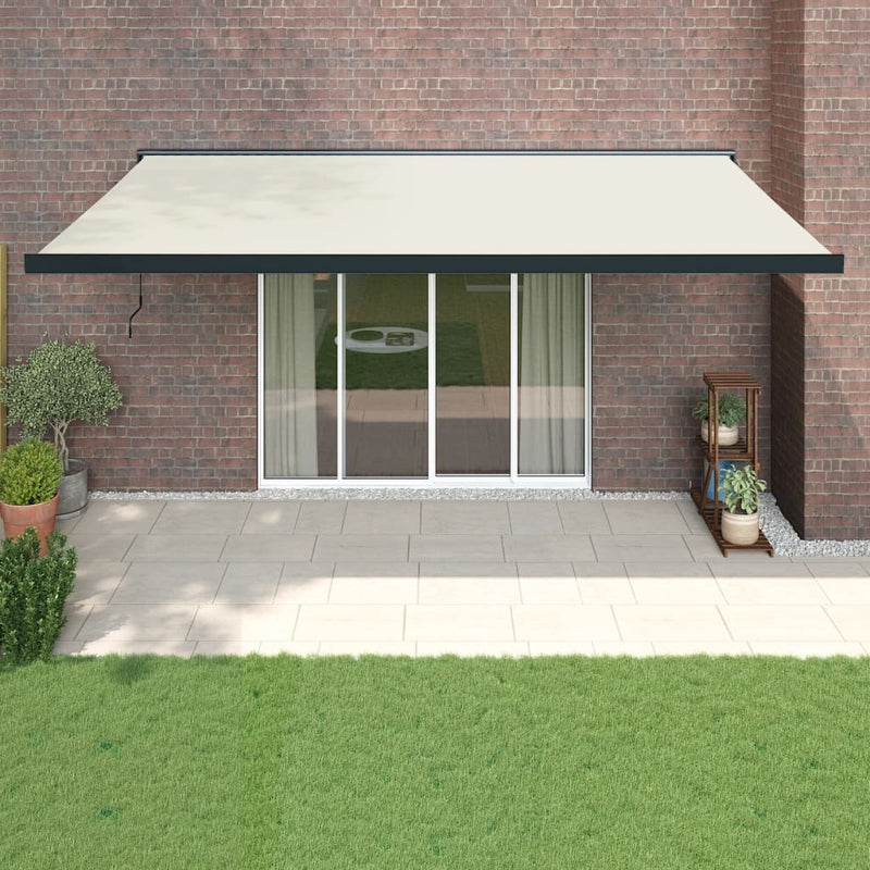 Retractable Awning Cream 5x3 m Fabric and Aluminium