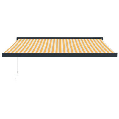 Retractable Awning Yellow and White 3.5x2.5 m Fabric and Aluminium