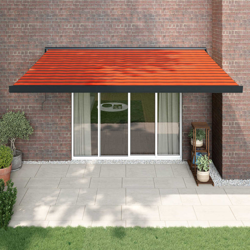 Retractable Awning Orange and Brown 4.5x3 m Fabric and Aluminium