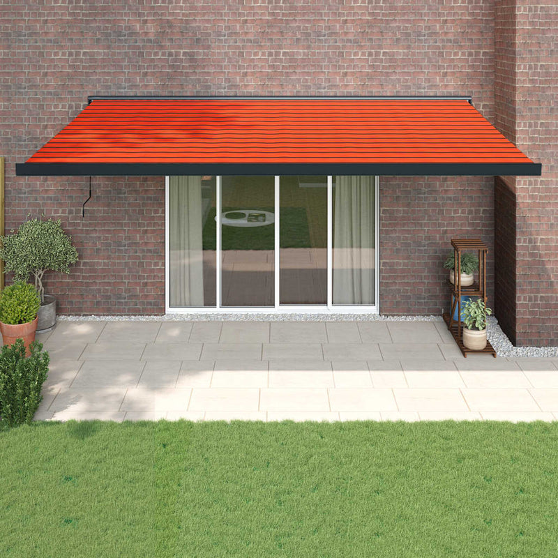 Retractable Awning Orange and Brown 5x3 m Fabric and Aluminium