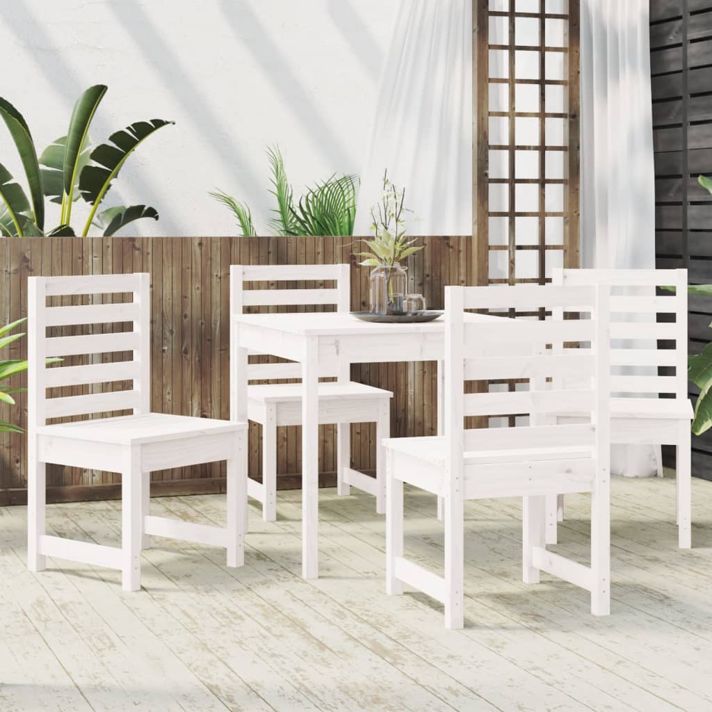 5 Piece Garden Dining Set Solid Wood Pine White pine